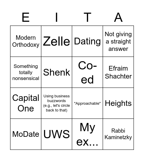 Eitan Bingo Card