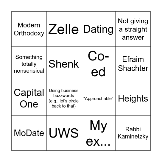 Eitan Bingo Card