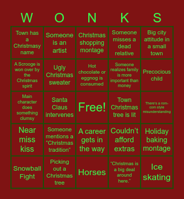 Hallmark Christmas Bingo Card