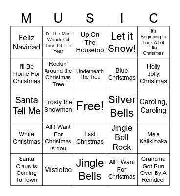 Caroling Bingo Card