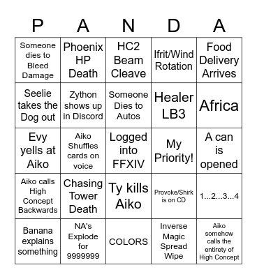 Raid time with Aiko! Bingo Card