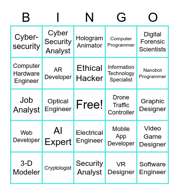 Computer Science Careers Bingo Card