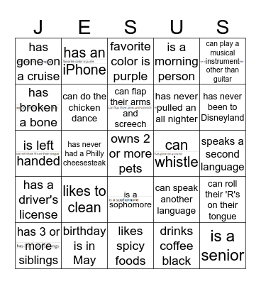 SenSo Bingo! Bingo Card