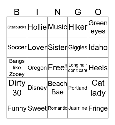 Hollie's 30th Birthday!!! Bingo Card