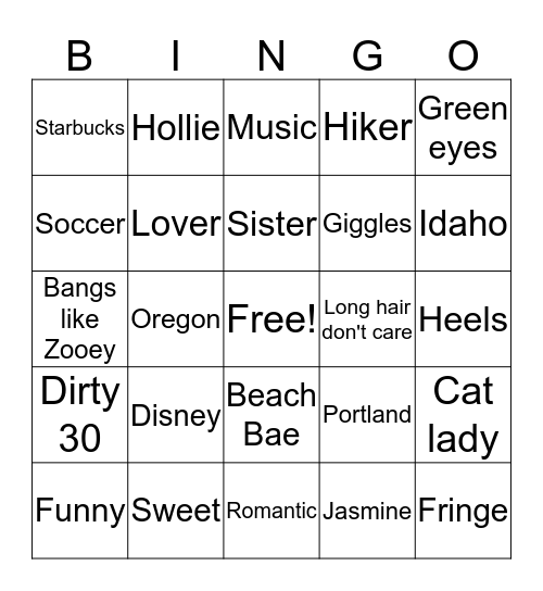 Hollie's 30th Birthday!!! Bingo Card