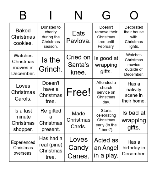 Jingle Bingo Card