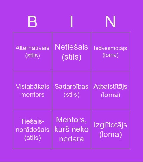 Mentora lomas un stili Bingo Card