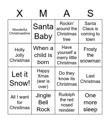 Xmas Bingo Card