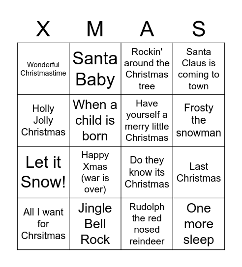 Xmas Bingo Card