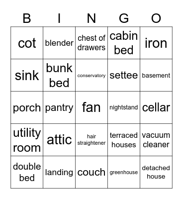 house/flat Bingo Card