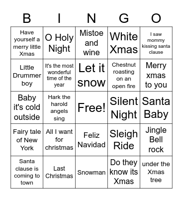Music Bingo Card