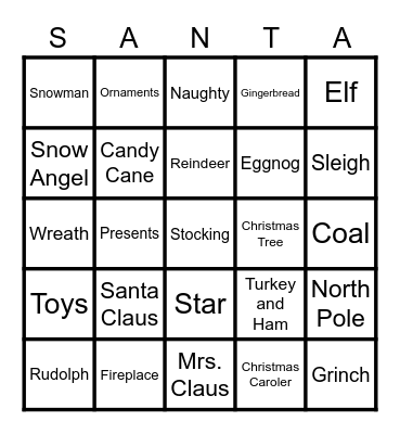 Christmas Bingo Card