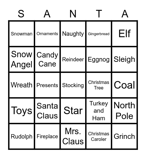 Christmas Bingo Card