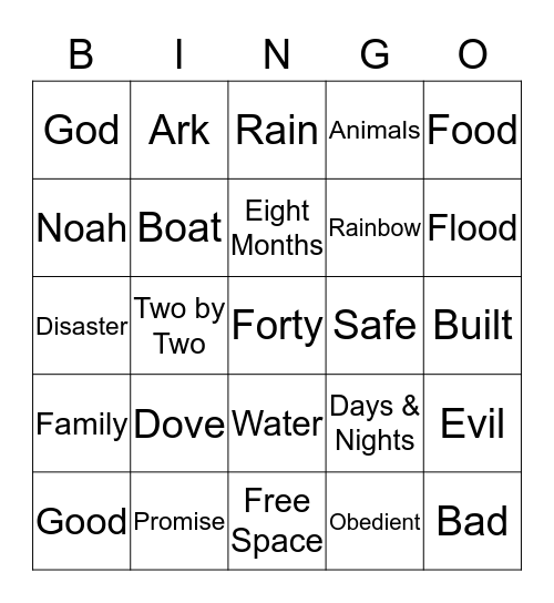 Noah's Ark Bingo Card