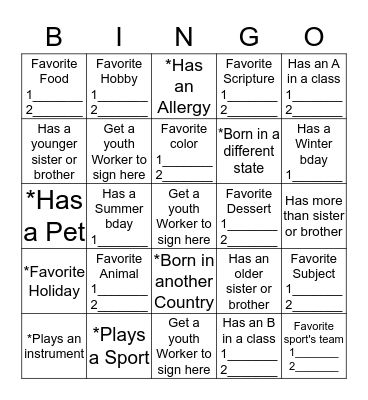 Find a person who..... Bingo Card