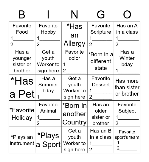 Find a person who..... Bingo Card