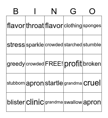 Love As Strong As Ginger Bingo Card