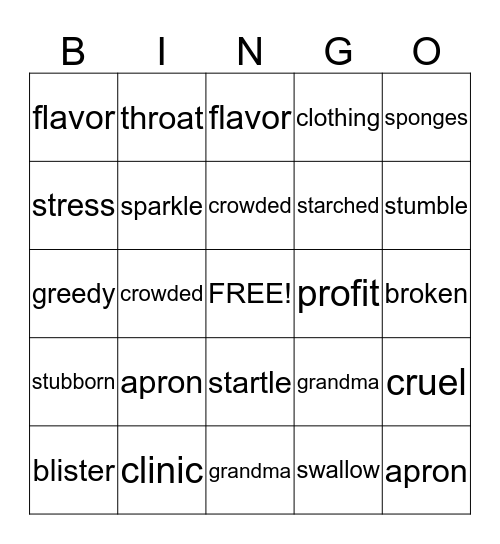 Love As Strong As Ginger Bingo Card