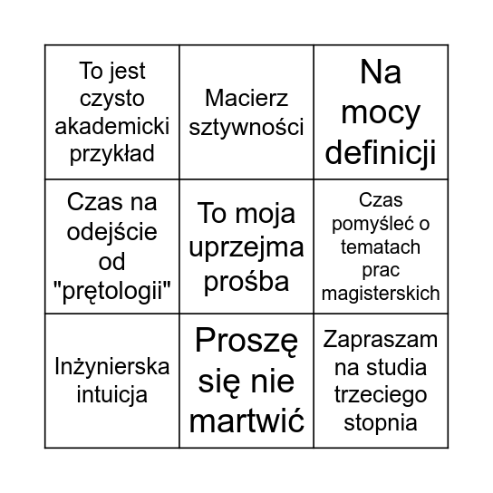 The Guminiak Bingo Card