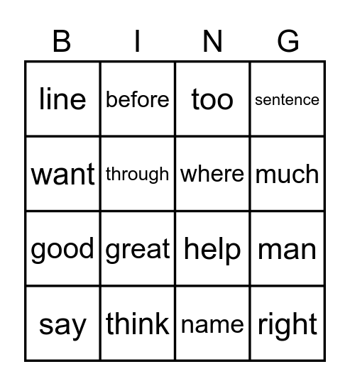 Most Common Words List 9 Bingo Card