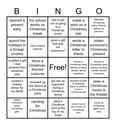 Christmas Bingo Card