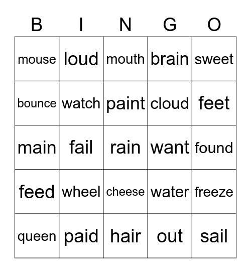 Word Bingo Card