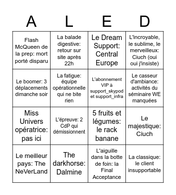 Le bingo Resmerde Bingo Card