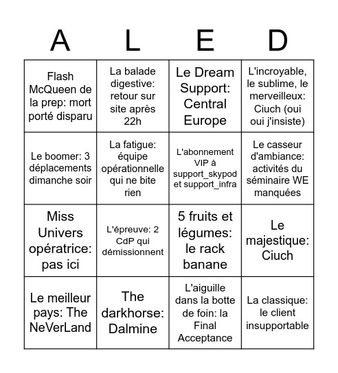 Le bingo Resmerde Bingo Card