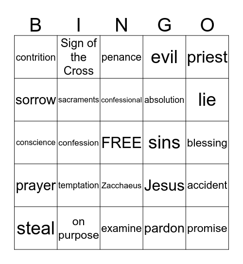 Reconciliation Bingo Card