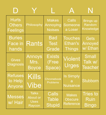 Dylan Bingo V.2 Bingo Card