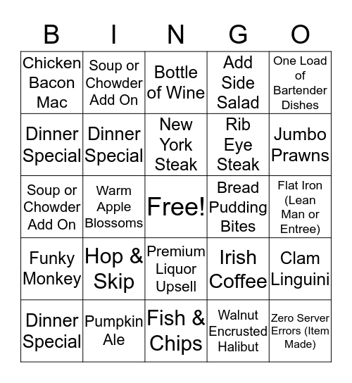 Server Bingo Card