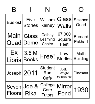 U.C. LIBRARIES Bingo Card