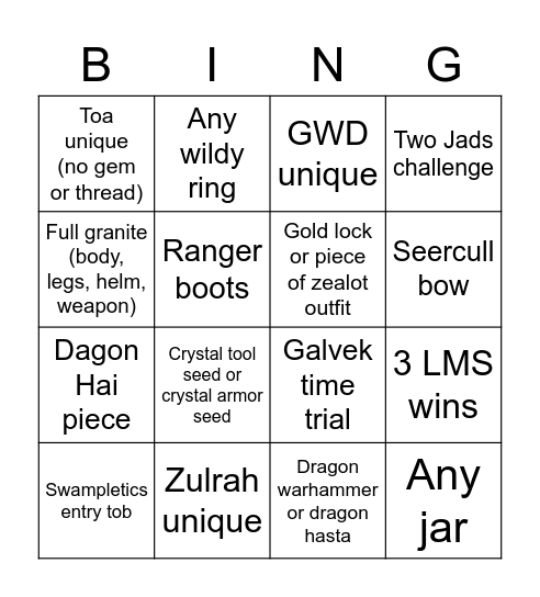 DE Bingo Med Level Bingo Card