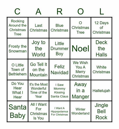 Celebrating the Holidays Bingo Card