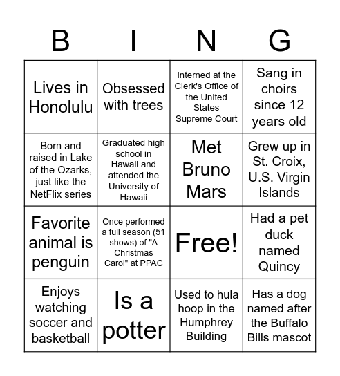 Snow Place like HHS - Virtual Bingo Card