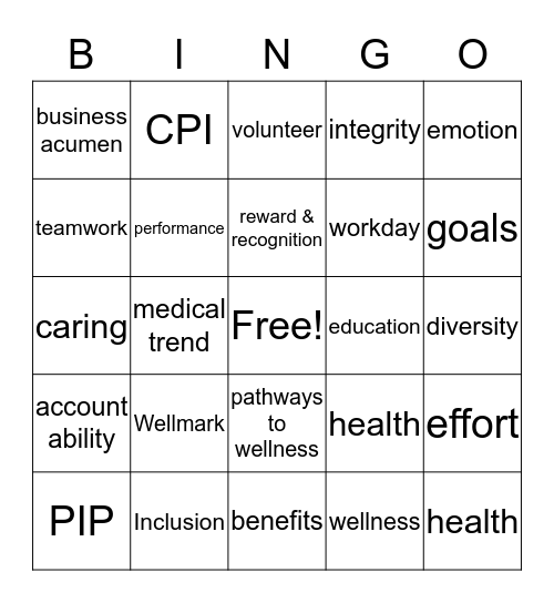 Wellmark Bingo Card