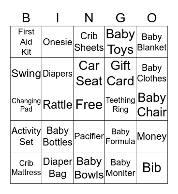 Baby Bingo Card