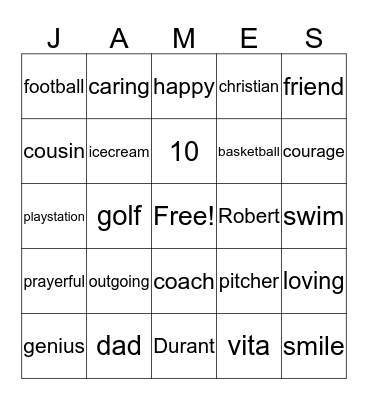 James/Ken Birthday Bingo Card