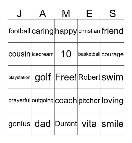James/Ken Birthday Bingo Card