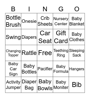 Baby Bingo Card