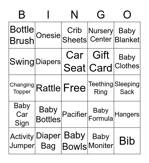 Baby Bingo Card