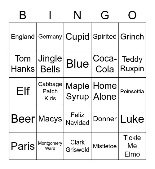 Christmas Trivia Bingo Card