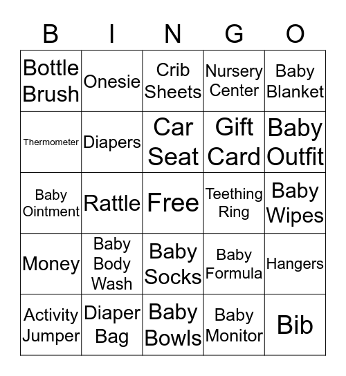 Baby Bingo Card