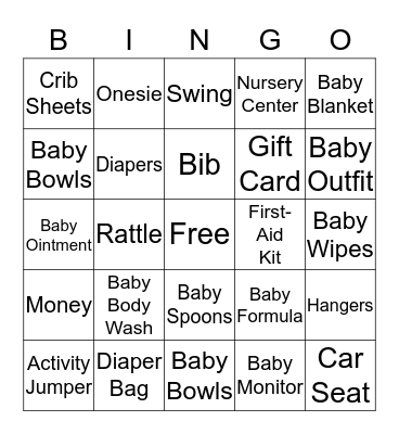 Baby Bingo Card