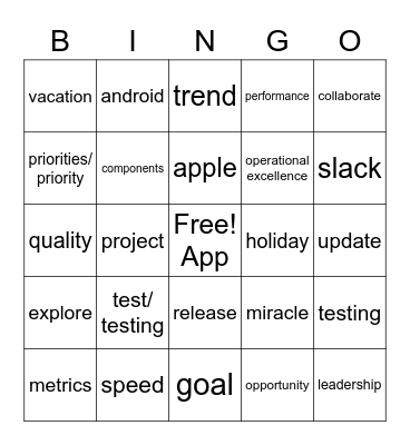 App Extended Bingo Card