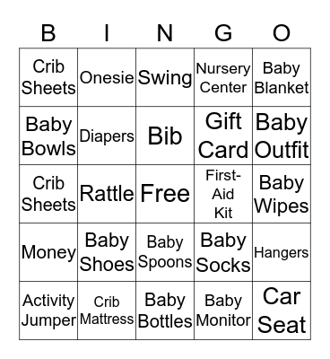 Baby Bingo Card