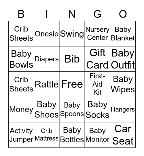 Baby Bingo Card