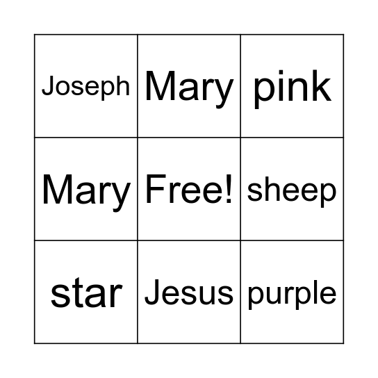 advent Bingo Card
