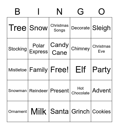 Christmas Bingo Card