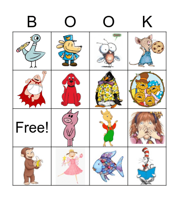 Book Character Bingo Card